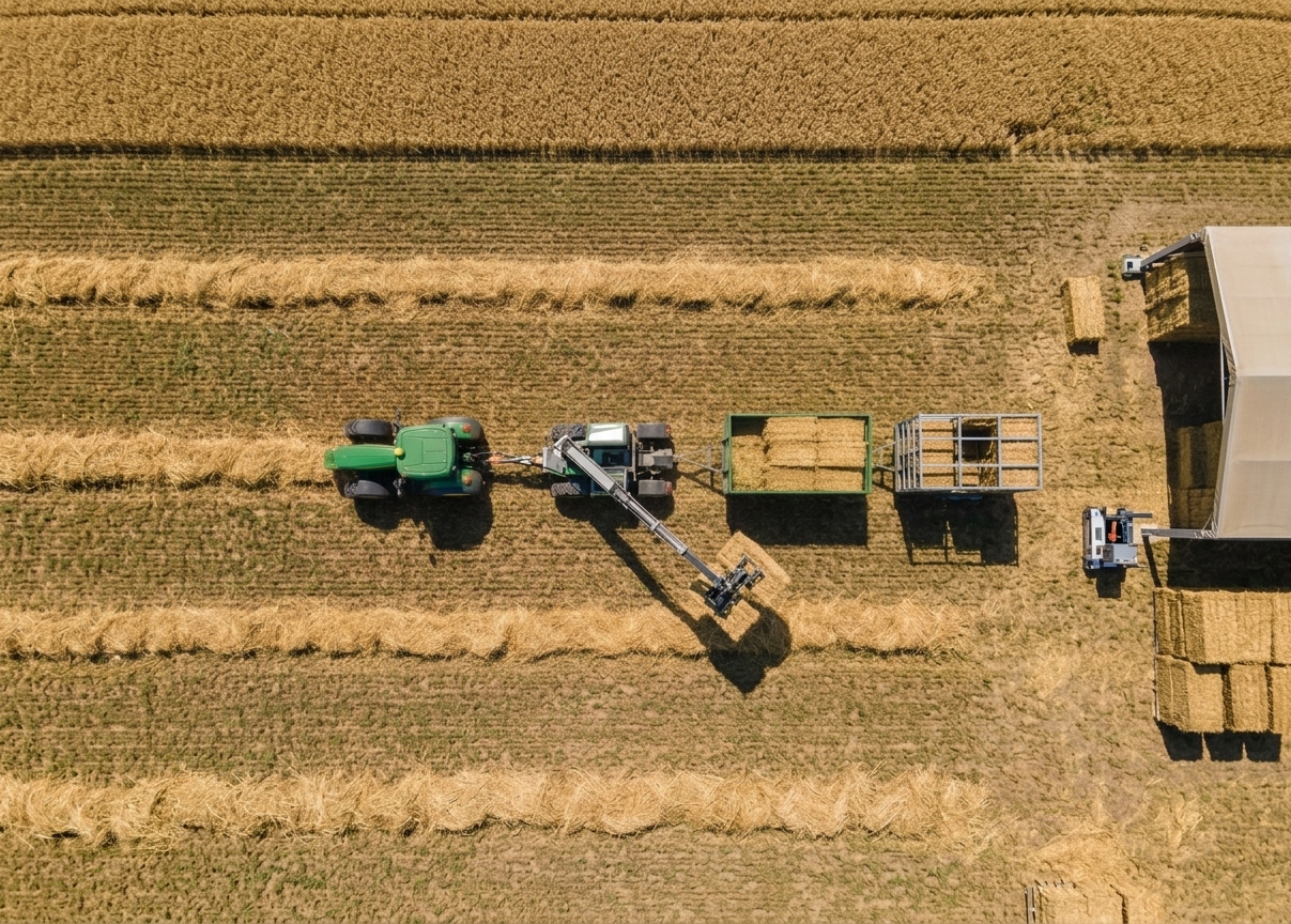 Agricultural cargo being moved from the field