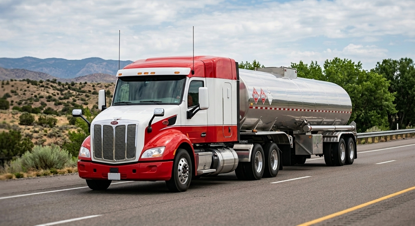 Tanker cargo on the highway